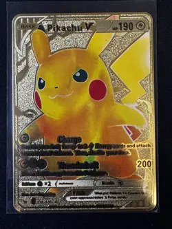 Pokemon Pikachu V 170/185 Full Art Gold Metal Card Collectible Display Mint/NM - Image 1