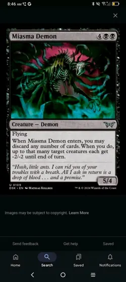Miasma Demon 👾Holofoil👾 109 - DSK - NM - MTG Magic the Gathering - Image 1