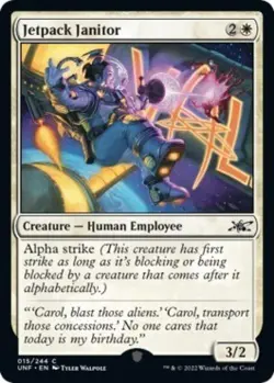 Jetpack Janitor -Foil Light Play MTG Unfinity - Image 1