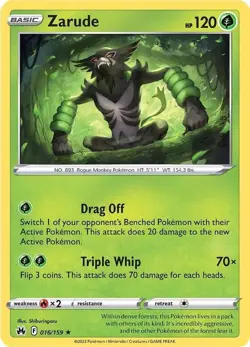 Zarude 016/159 Holo Rare LP - Pokemon TCG Sword & Shield Crown Zenith CRZ - Image 4