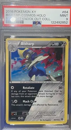 Pokemon PSA 9 Bisharp 64/114 Knock Out Collection Cosmos holo BLEED!! - Image 1