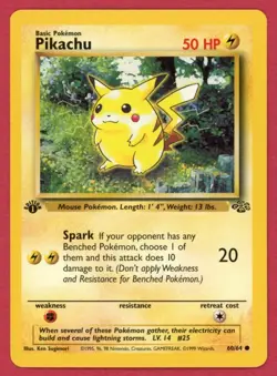 Pokemon Pikachu 60/64 WotC Jungle 1st Edition Common LP - Image 1