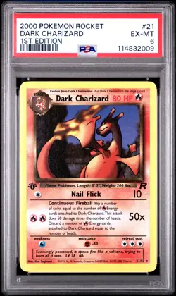 Pokemon 1st Edition Dark Charizard #21 TEAM Rocket 2000 PSA 6 REGRADE POTENTIAL - Image 1