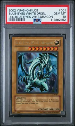 2002 Yu-Gi-Oh! Blue-Eyes White Dragon Legend of Blue Eyes LOB Unlim Ultra PSA 10 - Image 1
