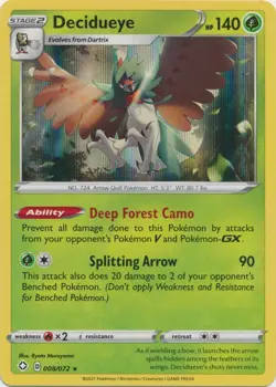 Decidueye 008/072 Holo Shining Fates Pokemon Card NM - Image 1