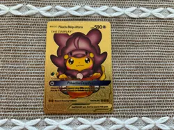 Pikachu Mega Altaria Tag Cosplay Gold Foil Fan Art Collector Card Pokemon HP590 - Image 2
