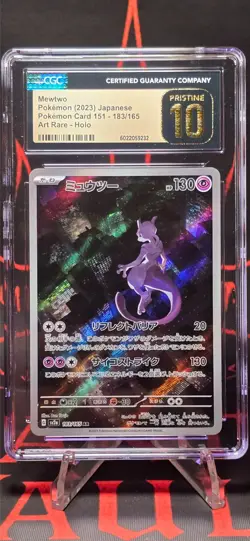 CGC 10 PRISTINE Mewtwo 183/165 HOLO RARE Japanese 151 Pokemon Card - Image 2