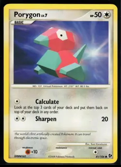 2008 Diamond & Pearl - Great Encounters Porygon #81 Non Holo Pokemon Card - Image 1