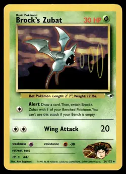 2000 Pokemon Gym - Heroes Brock’s Zubat #24 Light Play - Image 1