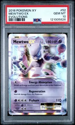 2016 POKEMON XY EVOLUTIONS #52 MEWTWO EX PSA 10 - Image 1