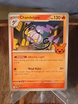 Chandelure 2024 Trick Or Trade Halloween Stamp Pokemon TCG Holiday 038/167 MINT - Image 1