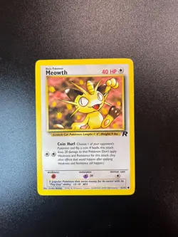 English Vintage Pokemon TCG Meowth Common Team Rocket 62/82 LP - Image 1