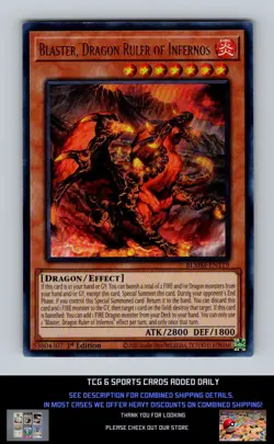 BOL: Monster Mayhem Yugioh #BLMM-EN119 Blaster, Dragon Ruler of Infernos NM+ - Image 1