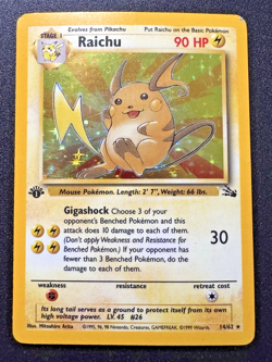 1st Edition Raichu 14/62 Fossil Pokemon Card Holo Foil Rare HP - Image 1
