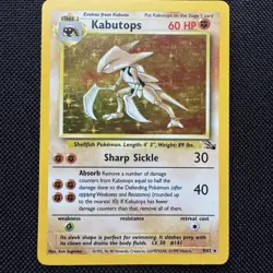 Pokemon TCG Kabutops Fossil 9/62 Unlimted Holo Rare Card LP+ Vintage WOTC - Image 1