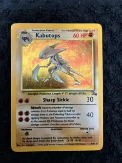 Pokemon TCG Kabutops Fossil 9/62 Unlimted Holo Rare Card LP+ Vintage WOTC - Image 1