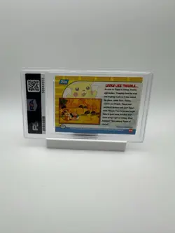 1999 Topps Pokemon MOVIE EDITION #44 Looks Like Touble Rainbow Foil PSA 8 - Image 2