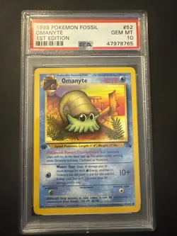 1999 POKEMON FOSSIL 1ST EDITION #52 OMANYTE PSA 10 - Image 1