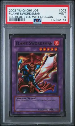 2002 Yu-Gi-Oh! Flame Swordsman Legend of Blue Eyes LOB Unlimited Super PSA 9 - Image 1