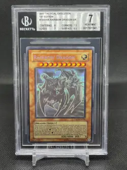 Yugioh Elemental Hero Chaos Neos Rainbow Dragon Ghost Rare Misprint BGS 7 Card - Image 1