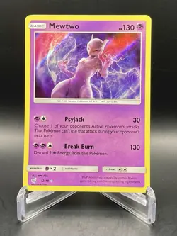 Mewtwo 12/18 Sun & Moon Detective Pikachu Holo Rare Card Pokemon TCG NM/M - Image 1