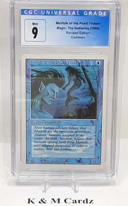 MTG - Revised - Merfold of the Pearl Trident - Graded - CGC 9.0 - Vintage - Image 1