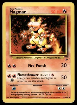 2000 Pokemon Classic - Base Set 2 Magmar #51 Light Play - Image 1