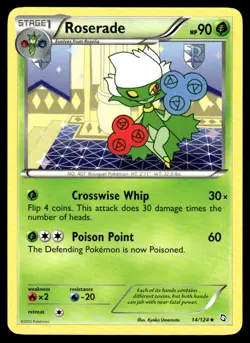 2012 Pokemon Black & White - Dragons Exalted Roserade #14 Light Play - Image 1
