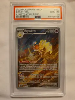 Pokemon TCG 2023 Espathra Holo Card 197/182 Sv04: Paradox Rift PSA 10 - Image 1