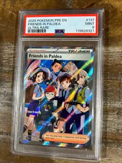 POKEMON 2025 2 Prismatic Evol. Ultra Rare Trainer FRIENDS IN PALDEA #137 PSA 9 - Image 1
