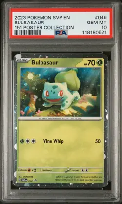 PSA 10 GEM MINT Bulbasaur Pokemon 151 Poster Collection #046 Black Star Promo - Image 1