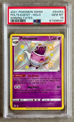 PSA 10 GEM MINT Polteageist SV53 Pokemon 2021 SWSH Shining Fates Holo Rare New - Image 1