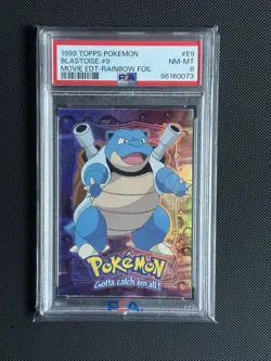 1999 TOPPS POKEMON THE MOVIE EDT RAINBOW FOIL #E9 BLASTOISE #9 PSA 8 - Image 1