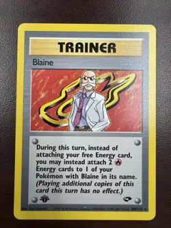 1st Edition Blaine (LP) 100/132 Non-Holo Rare Trainer Gym Challenge Pokemon TCG - Image 1