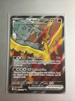 Team Rocket’s Moltres Ex 208/182 Destined Rivals Pokemon Full Art NM - Image 1