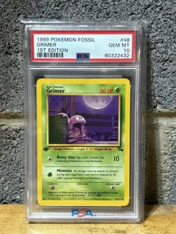 PSA 10 1999 First Edition Fossil Pokemon Grimer 48/62 - Image 1