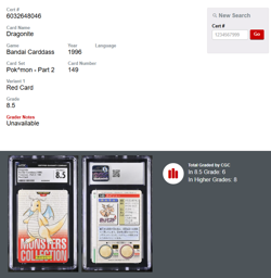 Bandai Carddass Pokemon Part 2 Red Card #149 - Dragonite CGC 8.5 NM/Mint+ - Image 3