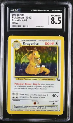 CGC 8.5 Dragonite 1999 Fossil 4/62 Holo Pokemon Card psa - Image 1
