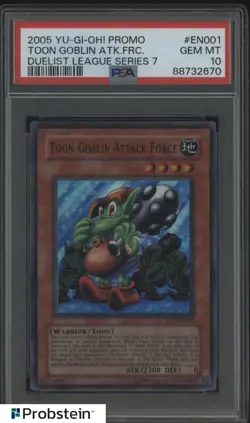 2005 Yu-Gi-Oh! Promo Duelist League S.7 EN001 Toon Goblin Attack Force PSA 10 - Image 1