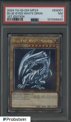 2024 Yu-Gi-Oh! MP24 1st Edition #EN001 Blue-Eyes White Dragon PSA 7 NM - Image 1