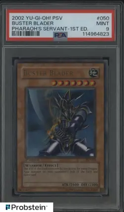 2002 Yu-Gi-Oh! PSV Pharaoh's Servant 1st Ed #050 Buster Blader PSA 9 MINT - Image 1