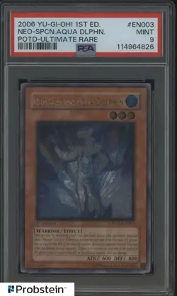 2006 Yu-Gi-Oh! 1st Ed POTD Ultimate Rare #EN003 Neo-Spacian Aqua Dolphin PSA 9 - Image 1