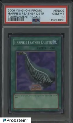 2006 Yu-Gi-Oh! Promo Tournament Pack 8 #EN002 Harpie's Feather Duster PSA 10 - Image 1