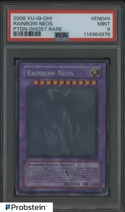 2008 Yu-Gi-Oh! PTDN Ghost Rare #EN044 Rainbow Neos PSA 9 MINT - Image 1