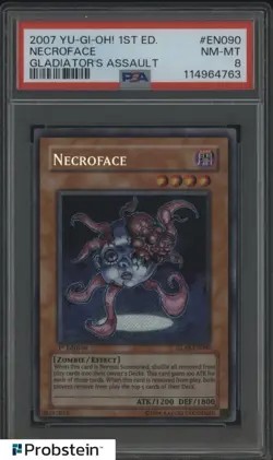 2007 yu-Gi-Oh! 1st Ed Gladiator's Assault #EN090 Necroface PSA 8 NM-MT - Image 1