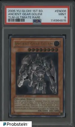 2005 Yu-Gi-Oh! 1st Ed TLM Ultimate Rare #EN006 Ancient Gear Golem PSA 9 MINT - Image 1