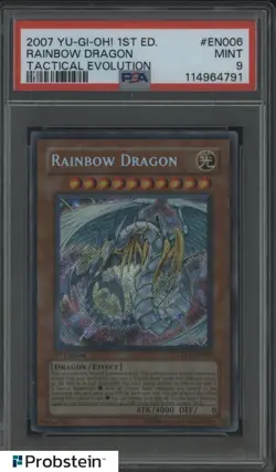 2007 Yu-Gi-Oh! 1st Ed Tactical Evolution #EN006 Rainbow Dragon PSA 9 MINT - Image 1