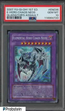 2007 Yu-Gi-Oh! 1st Ed Gladiator's Assault #EN036 E-Hero Chaos Neos PSA 10 - Image 1