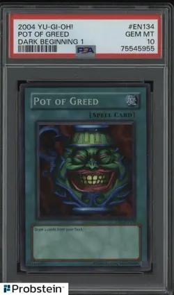 2004 Yu-Gi-Oh! Dark Beginning 1 #EN134 Pot of Greed PSA 10 GEM MINT - Image 1