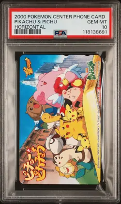 2000 POKEMON CENTER PHONE CARD HOR PIKACHU & PICHU PSA 10 - Image 1